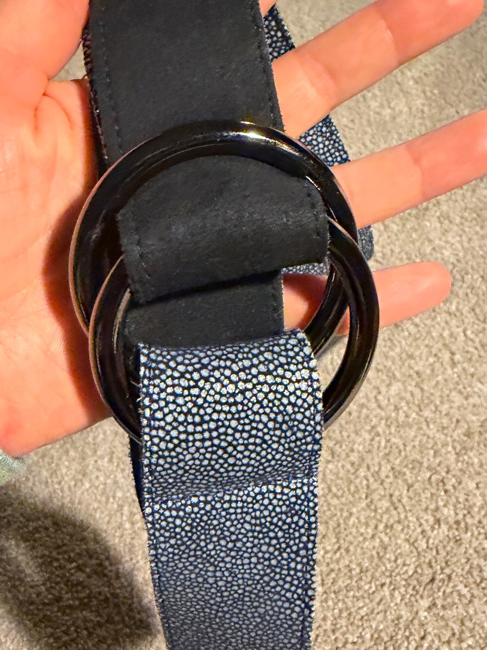 leather navy Belt new